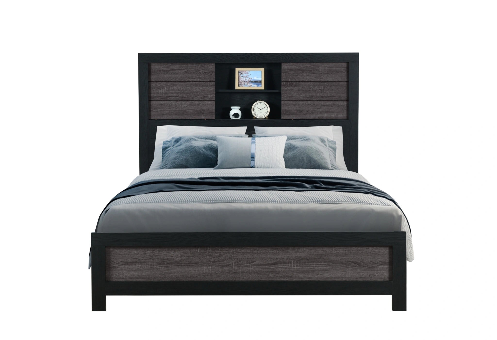 Lisbon Grey/Black Bookcase Bed