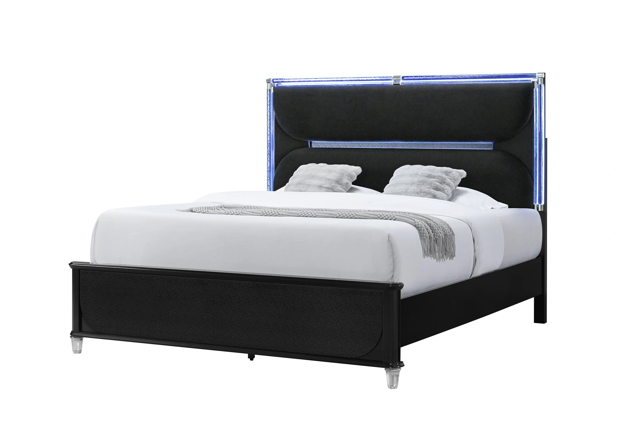 Lando Black Bed with Continuous LED