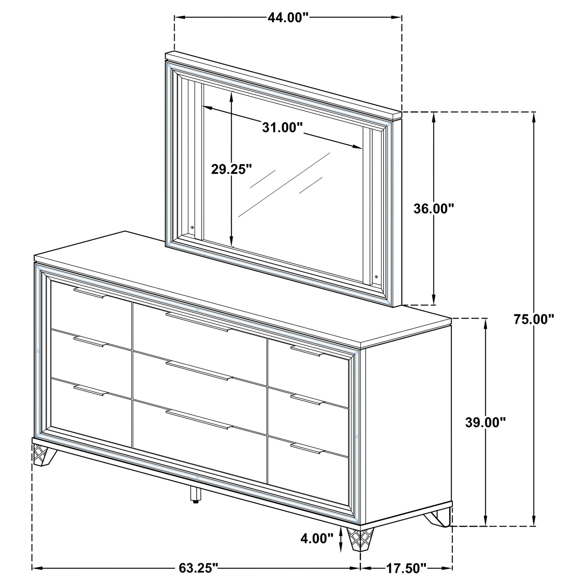 Marmore Dresser with Mirror