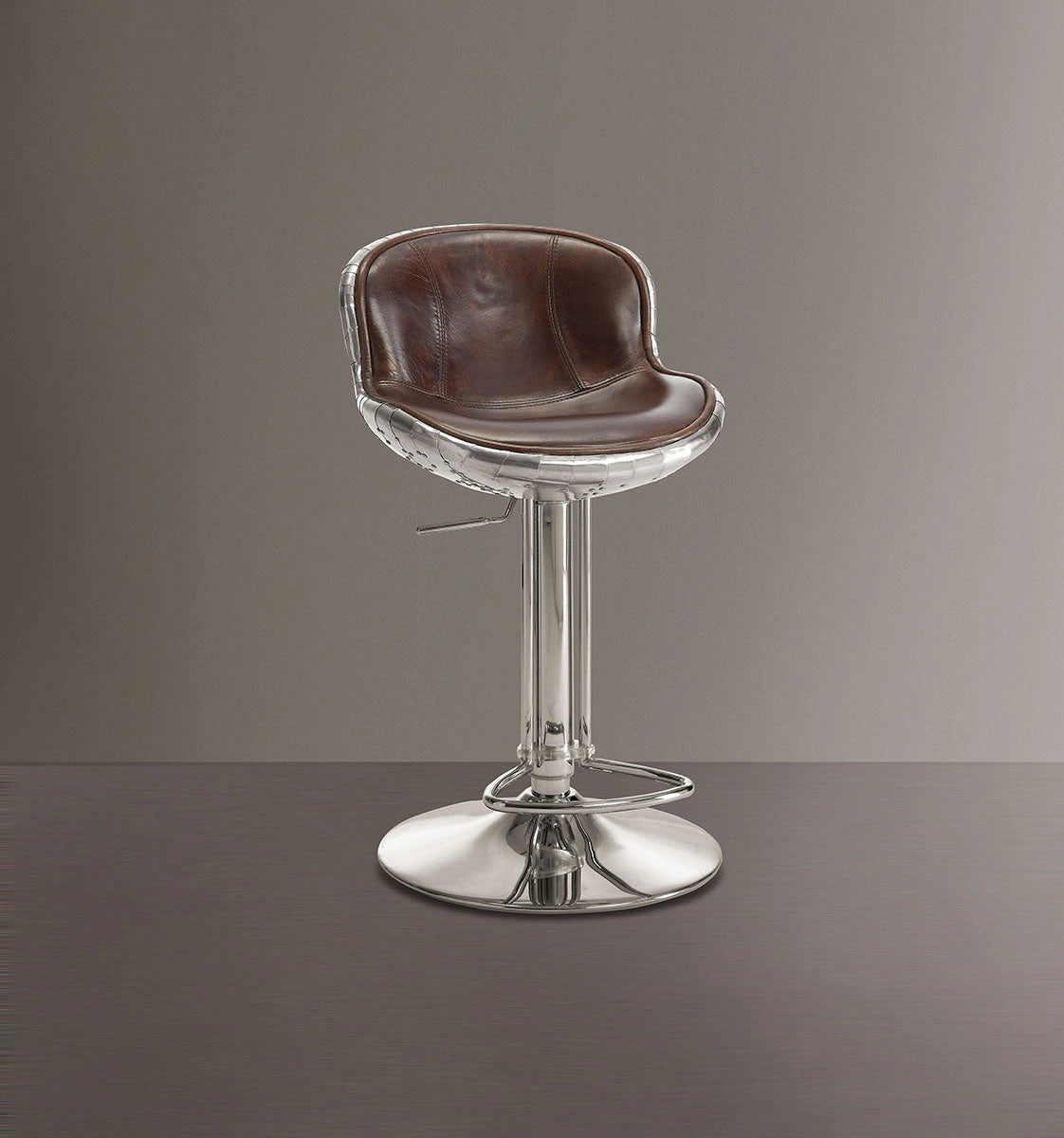 Acme Furniture Brancaster Adjustable Armless Swivel Stool in Vintage Brown (Set of 2) 96556