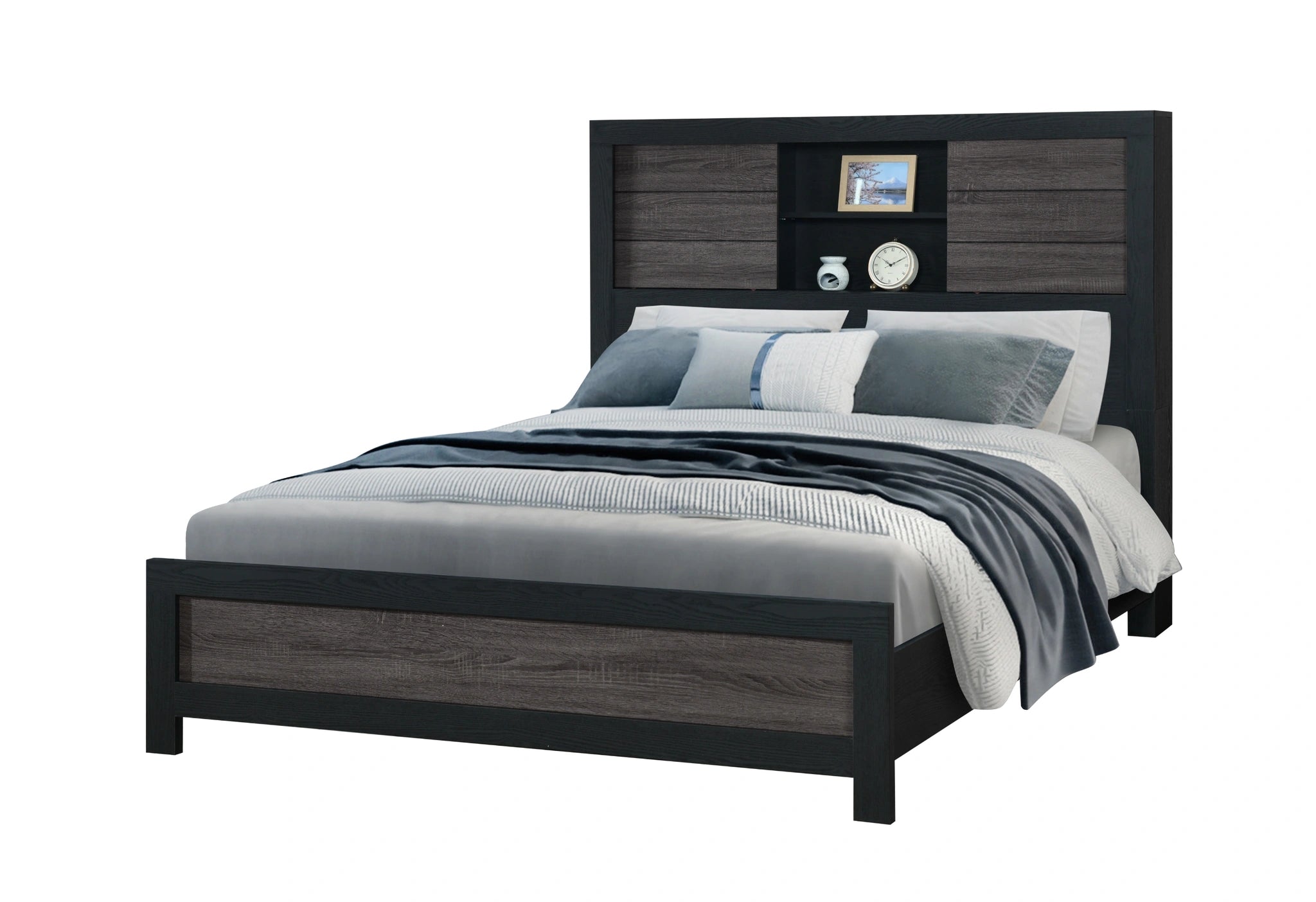 Lisbon Grey/Black Bookcase Bed